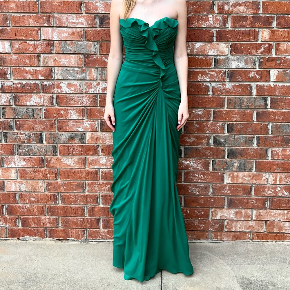 Badgley Mischka Emerald strapless dress